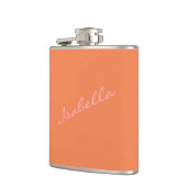 Flasques Pink Orange Élégant Script Nom Mariage (Gauche)