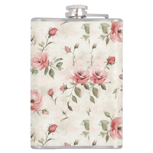 Flasques Pink Roses Floral  (Dos)