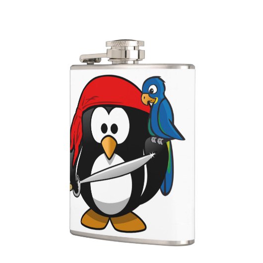 Flasques Pirate Penguin avec une Bandanna rouge et un Parro (Gauche)
