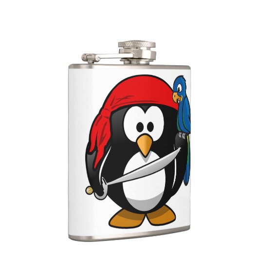 Flasques Pirate Penguin avec une Bandanna rouge et un Parro (Droite)