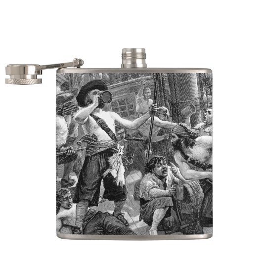 Flasques Pirates d'époque se battant et buvant sur le navir (Ouvert)