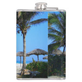 Flasques Plage de sable avec palmiers et vue sur l'océan (Dos)