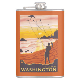 Flasques Plage et cerfs-volants - Ilwaco, Washington