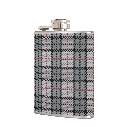 Flasques Plaid de pixel dans le gris avec la rayure rouge (Gauche)