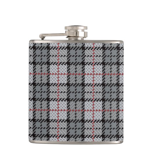 Flasques Plaid de pixel dans le gris avec la rayure rouge (Devant)