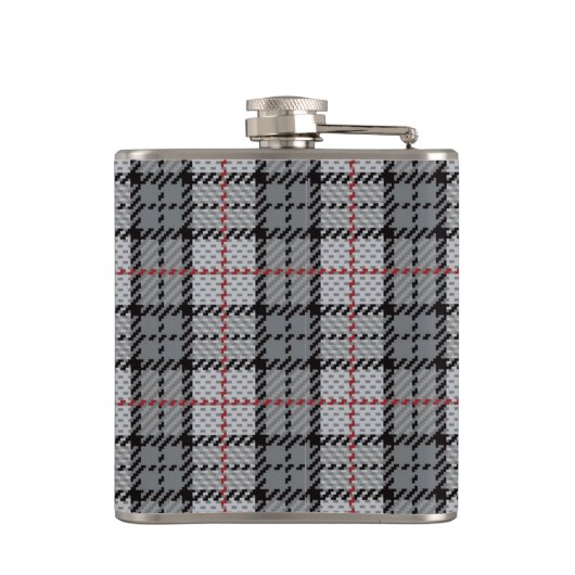 Flasques Plaid de pixel dans le gris avec la rayure rouge (Dos)