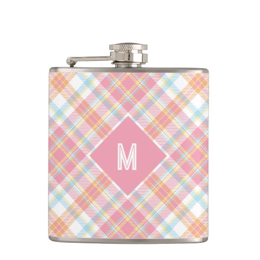 Flasques Plaid Monogramme personnalisé / Motif Tartan (Devant)