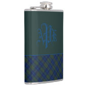 Flasques Plaid Monogramme vert, bleu et aqua (Droite)