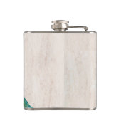 Flasques Plumes d'oiseaux de paon Turquoise Monogramme Flac (Dos)