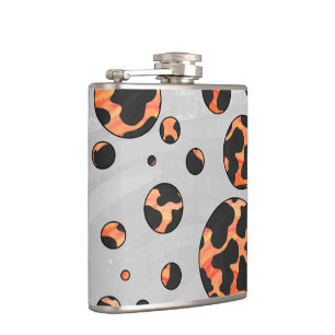 Flasques Poche noire et orange Polka Imprimer