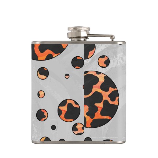 Flasques Poche noire et orange Polka Imprimer (Dos)