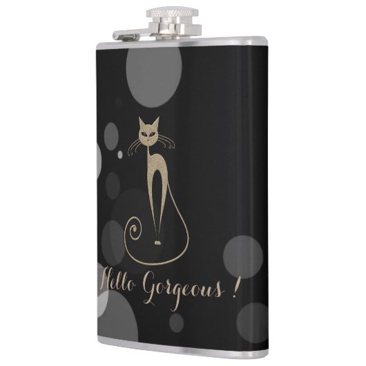 Flasques Points Gris Sur Arrière - plan Noir, Chat, Bonjour (Gauche)