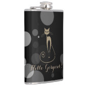 Flasques Points Gris Sur Fond Noir,Chat,Bonjour Magnifique (Droite)