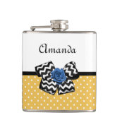 Flasques Points Jaunes Bleus Rose Chevron Bow avec nom (Devant)