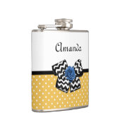 Flasques Points Jaunes Bleus Rose Chevron Bow avec nom (Droite)