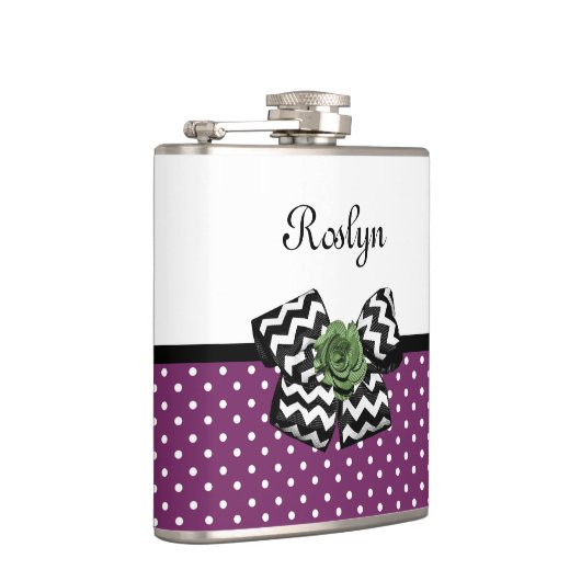 Flasques Points mignons pourpres Rose vert Chevron Bow avec (Droite)