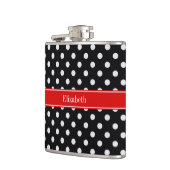 Flasques Points noirs et blancs Monogramme rouge du nom (Gauche)