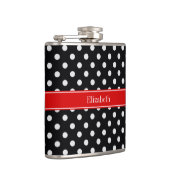 Flasques Points noirs et blancs Monogramme rouge du nom (Droite)