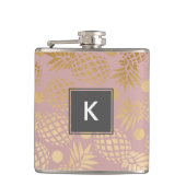 Flasques pois élégant de motif d'ananas d'or de faux (Devant)