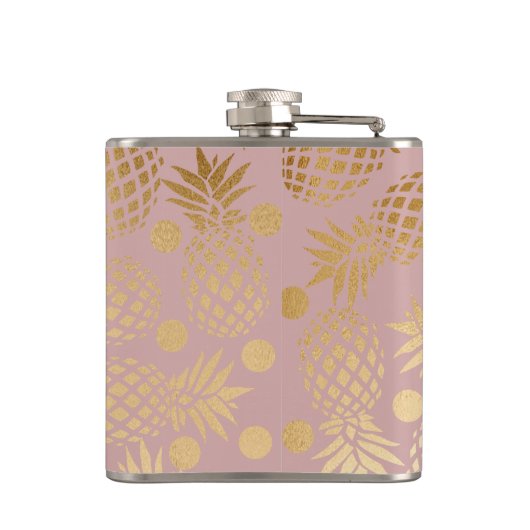 Flasques pois élégant de motif d'ananas d'or de faux (Dos)