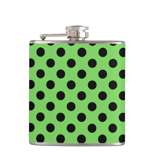 Flasques Pois noirs sur vert citron (Devant)