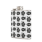 Flasques Poisson Tiki noir et blanc et Motif de fleurs (Gauche)