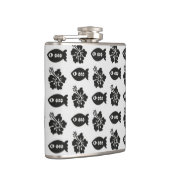 Flasques Poisson Tiki noir et blanc et Motif de fleurs (Droite)