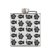 Flasques Poisson Tiki noir et blanc et Motif de fleurs (Dos)