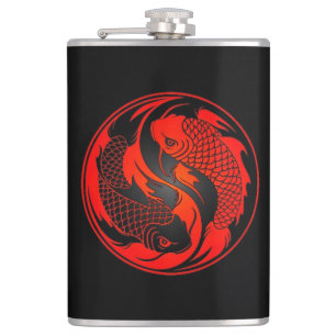 Flasques Poissons rouges et noirs de Yin Yang Koi