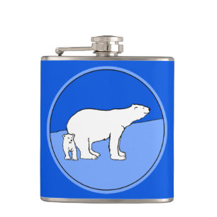 Flasques Polar Bear Mom and Cub Peinture - Wildlife Art