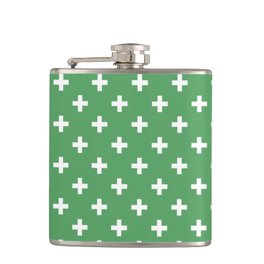 Flasques Polka blanche croise sur vert (Devant)