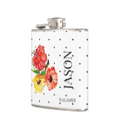 Flasques Polka Dot et Red Jaune Floral Groomsmen (Gauche)