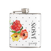 Flasques Polka Dot et Red Jaune Floral Groomsmen (Devant)