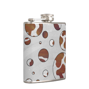 Flasques Polka Dot Vache Brown et blanche