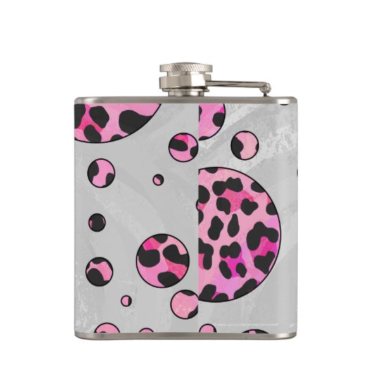 Flasques Polka Leopard Pot noir et rose chaud (Dos)