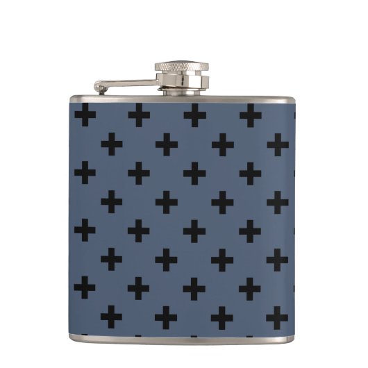 Flasques Polka noire croise sur bleu-gris (Devant)