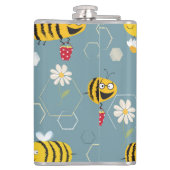 Flasques Pollinant Les Abeilles, Flower Garden Scene. (Dos)