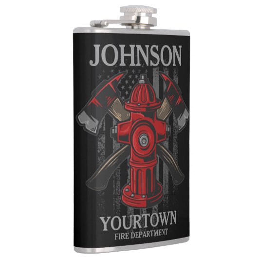 Flasques Pompier NOM Fire Department Hydrant USA Drapeau (Droite)