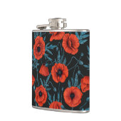 Flasques Poppies, rouge et bleu sur noir (Gauche)