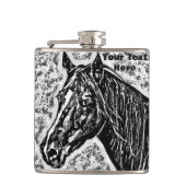 Flasques portrait équine de cheval noir et blanc (Devant)