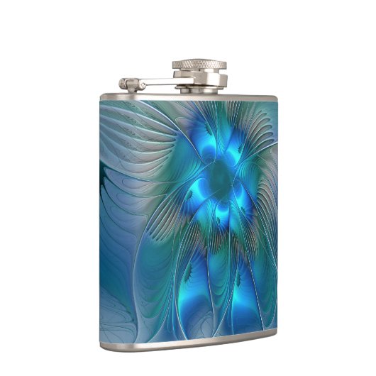 Flasques Position, Abstrait bleu turquoise fractal (Droite)