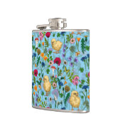 Flasques Poulets et fleurs sauvages sur le bleu bébé (Gauche)