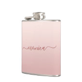 Flasques Poussière de rose gênée ombrée élégante Signature (Gauche)