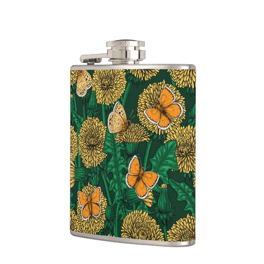 Flasques Pré de Dandelion sur vert foncé (Gauche)