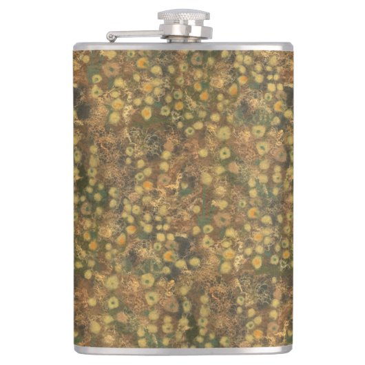 Flasques Pré doré, abstrait motif floral vert olive (Devant)