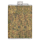 Flasques Pré doré, abstrait motif floral vert olive (Dos)