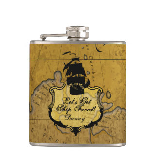 Flasques Prenons le bateau style vintage fait face et drôle
