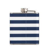 Flasques Preppy Nautical Navy & White Stripe Pink Monogramm (Dos)