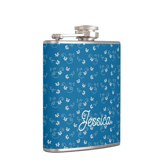 Flasques Pretty Blue Flower Pattern Personalised (Droite)