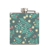 Flasques Pretty Botanical Leaves and Berries Blue Pattern (Dos)